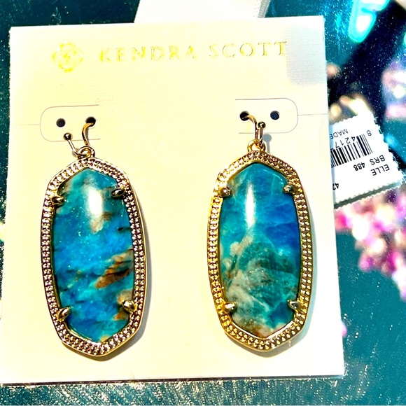 NWT Kendra Scott Elle Earrings Apatite & Yellow Gold Retired VERY RARE Stunning! - Picture 4 of 7